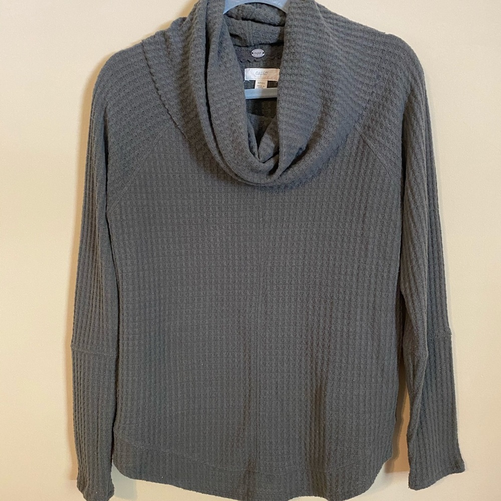 Waffle Knit Cowl Neck top